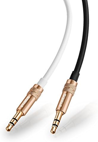 Audio Cable, 3.5mm Premium Auxiliary Audio Cable (4ft/1.2m) IMILITIS AUX Cable for Cars, Bluetooth Speaker, Headphones, iPods, iPhones, iPads [2-Pack]-Black and White