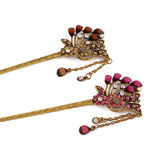 cici store Bride Hairpins Floral Classical Vintage Jewelry Headdress Wedding Ancient Sticks - Thumbnail 3