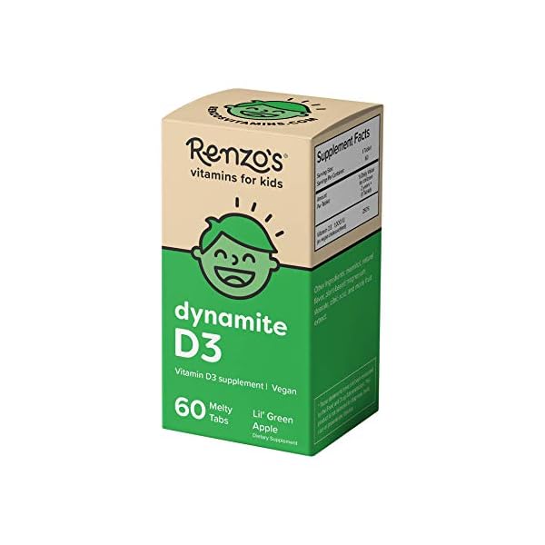 Renzo's Dynamite D3, Dissolvable Vegan Vitamins for Kids, Zero Sugar