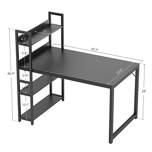 CubiCubi Computer Desk 47 inch with Storage Shelves Study Writing Table