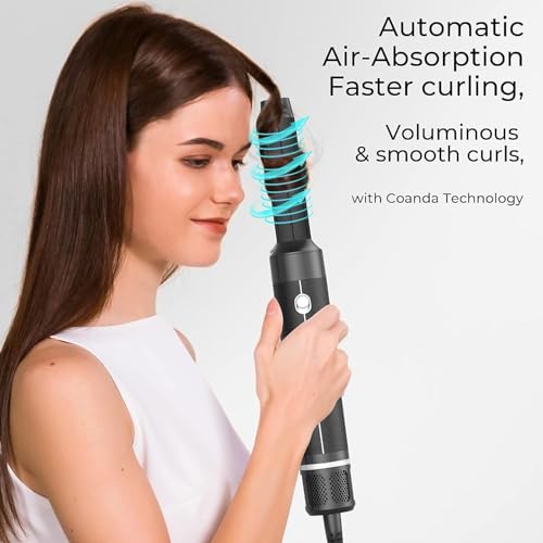 7 in 1 Hair Dryer Brush, Hot Air Brush 110000 RPM High Speed Hair Dryer with Detachable Hair Styling Tools, Ionic Hair Dryer, Air Curling Iron, Curling Brush, Hair Straightener Brush (Black)