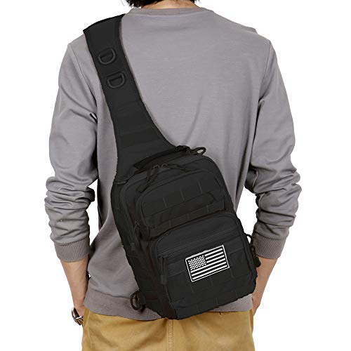 QT&QY Tactical Sling Bag for Men Small Military Rover Shoulder Backpack