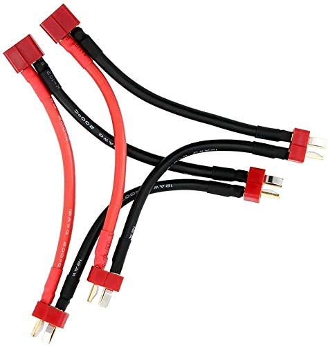 2pcs Deans T Plug Connector Series Leads with 14awg Silicone Wire One Female to 2 Male Connectors for RC Lipo Battery