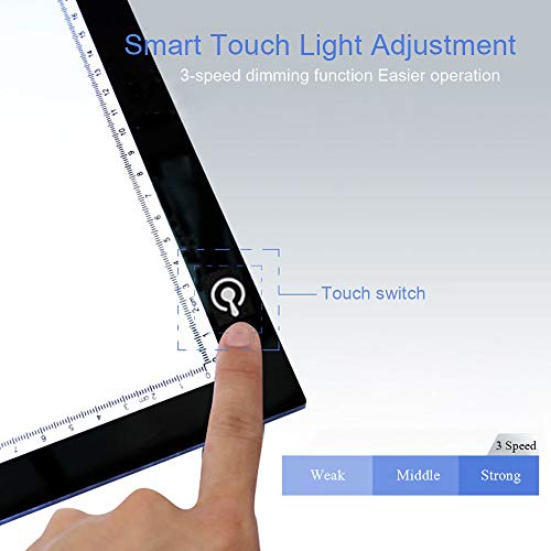 B4 Light Box, FOME Ultra-Thin B4 Tracing Light Box USB Power Adjustable Brightness LED Drawing Board Tracing Pad Artcraft Tracing Light Pad for Artists Drawing Sketching Animation Stenciling - Thumbnail 5