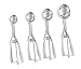 Internet’s Best 18/8 Stainless Steel Ice Cream Cookie Dough Scooper | Set of 4 | Melon Baller | Professional Small Medium Large Scoop | Trigger Release
