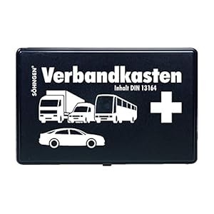 Söhngen Auto verbanddoos (met vulling, zwart, koffer van ABS kunststof) 260x160x80 mm, 3004002