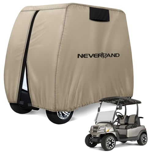 Photo 1 of NEVERLAND Golf Cart Cover - Waterproof Golf Cart Covers - Fits for Yamaha Golf Carts EZ GO Club Car - Outdoor Windproof Sunproof (Light Tan, Fit for 2 Passenger Cart)