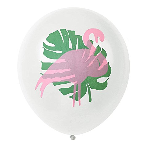 Confetti Balloon - 15pcs 12inch Assorted Color Flamingo Pineapple Palm Leaf Cactus Tropical Style Latex Air Ballons for Hawaiian Party Wedding Decorations