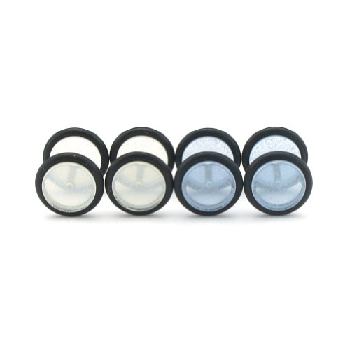 Glow In The Dark - Blue And Clear Acrylic Fake Plugs - Cheaters - 0G - 8mm