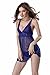 Barelove Women's lace Chemise Babydoll Nightgown Lingerie with Underwire(XL,Bule) Blue