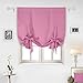 Deconovo Solid Tie Up Shades for Girls Room - Rod Pocket Blackout Curtain Panels, Window Curtain for Nursery (Pink, 46W x 63L, 1 Panel)