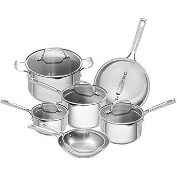 Emeril Lagasse 12 Piece Stainless Steel Cookware Set With Copper Core, Induction Compatible, Dishwasher Safe, Silver