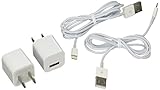 JJL 2x2 Charger Set --2 Wall Adapter Units and 2x3 Foot USB Data Charging Cables for Iphone 5/5s/5c/6/6s plus-- (White)