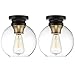 Flush Mount Ceiling Light Fixture with Clear Glass Shade,Artisan Bronze Semi-Flush Mount Pendant Light for Hallways Entryways Room Hotels and Shops,Set of 2,E26 Base
