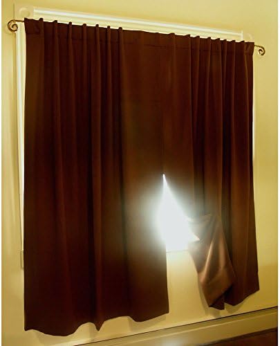 Ultimate Blackout Solid Color Rod Pocket Single Curtain Panel, Espresso 56"W x 72"L