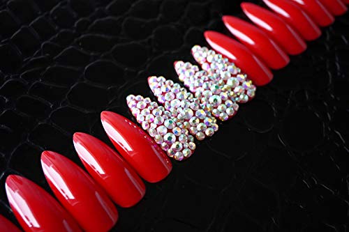 EDA LUXURY BEAUTY RED 3D GLAMOROUS JEWEL DESIGN Full Cover Press On Gel Glitter Artificial Nail Tips Shiny Acrylic Extreme False Nails Extra Long Sharp Round Almond Stiletto Super Fashion Fake Nails 4 EDA LUXURY BEAUTY RED 3D GLAMOROUS JEWEL DESIGN Full Cover Press On Gel Glitter Artificial Nail Tips Shiny Acrylic Extreme False Nails Extra Long Sharp Round Almond Stiletto Super Fashion Fake Nails
