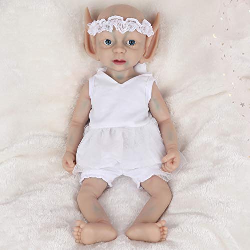 Vollence 15 inch Elf Full Silicone Baby Doll That Look Real,Not Vinyl Dolls, Angel Realistic Reborn Baby Doll,Lifelike Newborn Baby Doll - Girl