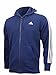 adidas Men's Essentials 3-Stripe Full Zip Fleece Hoodie, Collegiate Navy/White, Large