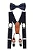 JAIFEI Toddler Kids 4 Clips Adjustable Suspenders and Matching Bow Tie Set (Navy)