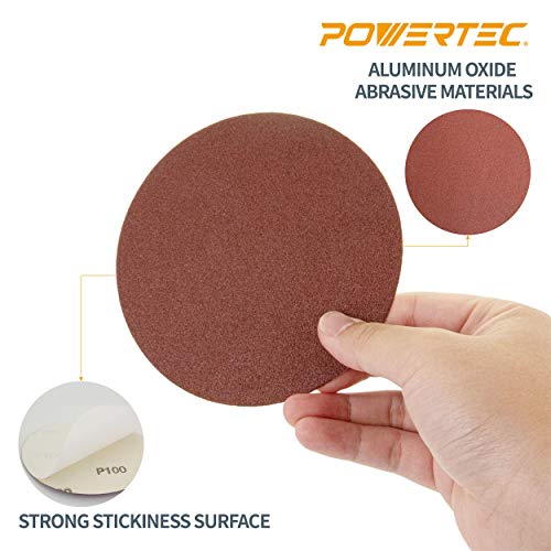 POWERTEC 45524 5Inch PSA 240 Grit Aluminum Oxide Adhesive Sanding Disc