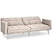Best Choice Products Linen Upholstered Tufted Convertible Splitback Sleeper Futon w/Pillows, Beige