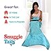 Snuggie Tails Mermaid Blanket- Comfy, Cozy, Super Soft, Warm, All Season, Wearable Blanket for Teens & Adults, As Seen on TV (Aqua Glitter)