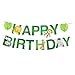 15pcs Jungle Animals Leaves Happy Birthday Banner, Cute Zoo Party Decoration Supplies for Woodland Garland Forest Themed Birthday Festival Party