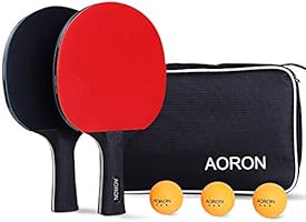 AORON Tischtennis Set • 2 Tischtennisschläger + 3 Premium Bälle • Tischtennis Schläger Set mit Tasche •...