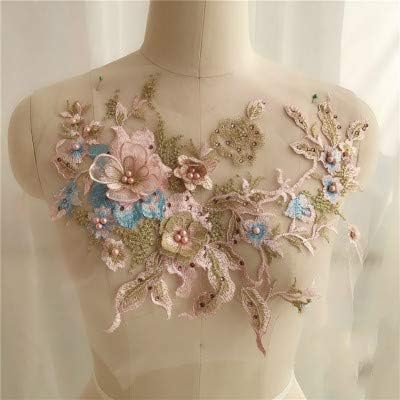 1Pc Beaded 3D Embroidery Wedding Lace Flower Patch Performance Clothing DIY Lace Accesories Applique