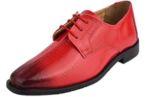 LIBERTYZENO Boys Animal Print Genuine Leather Kids Classic Lace Up Oxford Dress Shoes