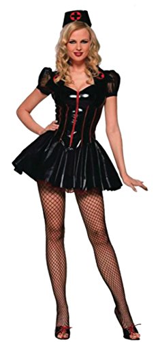 Leg Avenue Womens Nurse Black Vinyl Gothic Outfit Fancy Dress Sexy Costume, S (4-6)