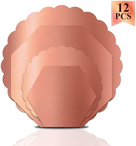 Cake Boards 6 8 10 12 Inch Set of 12 Cardboard Cake Circles Base 3 of Each Size Set Round Octagon Inchhexagon Cake Circles Cake Trays Disposable for Cake Decoration Wedding Birthday Party (Rose Gold)