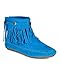Nature Breeze CB24 Women Suede Fringe Moccasin Flat Ankle Boot - Blue