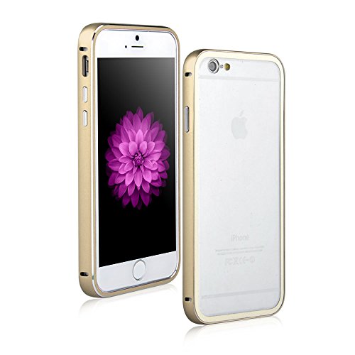 For iPhone 6 Case, Roybens Air Metal Aluminum Hard Case Bumper Two in One Frame Ultra Thin Cover for Apple iPhone 6 (4.7) - Retail Packaging (Gold)