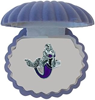 Mermaid Mood Ring with Velvet Shell Ring Box (Blue Box)