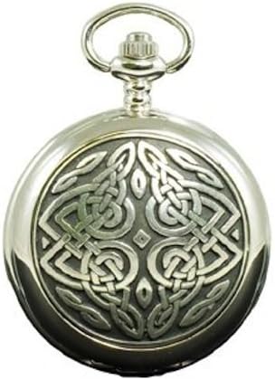 Twisted Celtic Knot Quartz Half Hunter Fob Pocket Watch Made in Scotland PW15