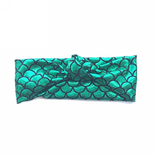Mwfus Baby Kids Girls Mermaid Fish Scales Headdress Knot Turban Headband Hairband Headwear