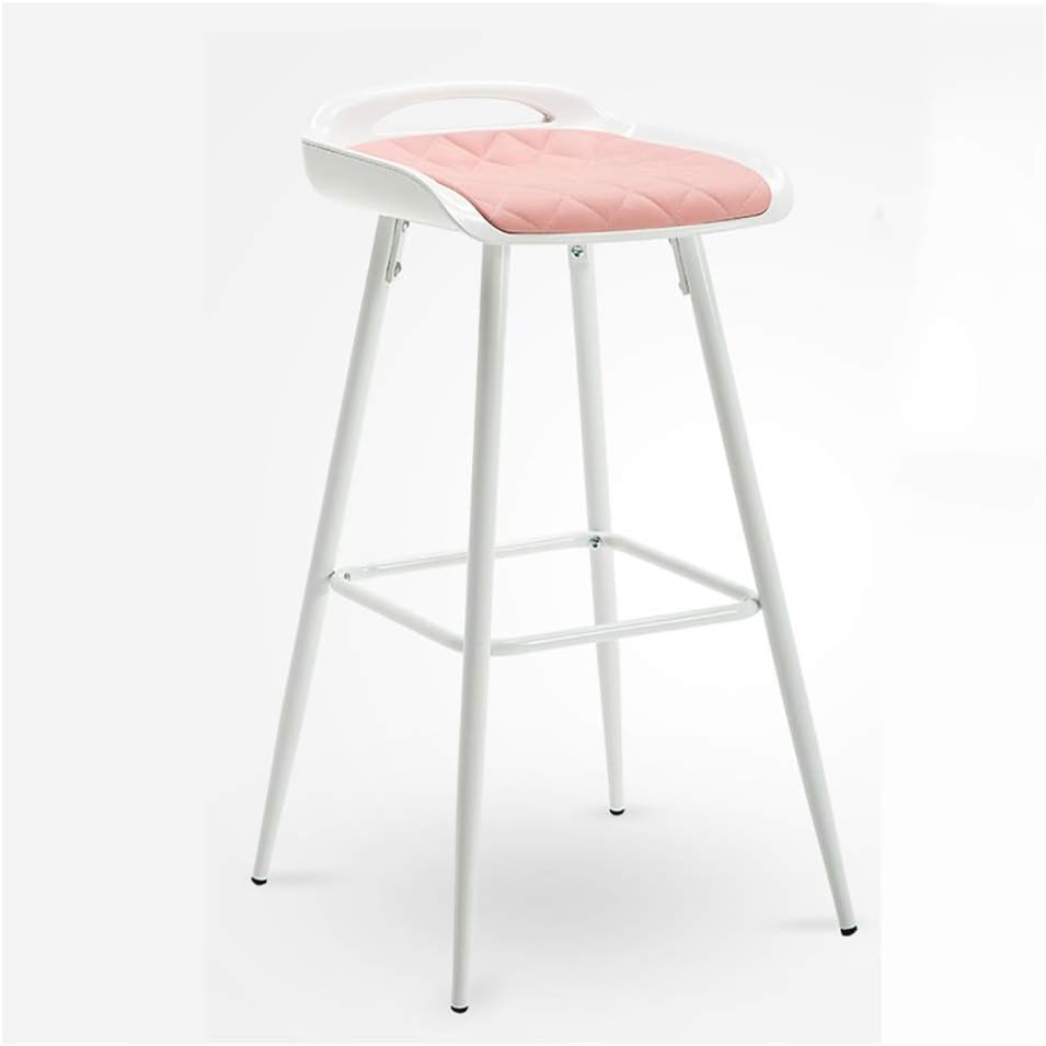 ZHWDT H-Barstool Simple Barstools For Counter Height, Metal Barstool Indoor, Kitchen Chairs High Chair Stools (Color : Pink)