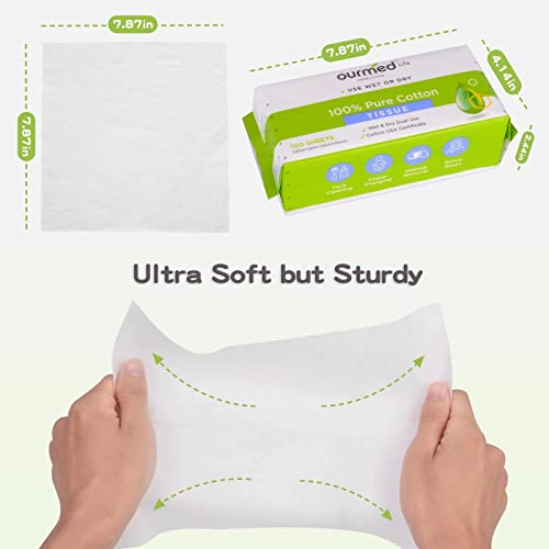 Ourmed Life Soft Dry Wipe Made of Cotton Only, 600 Count Unscented