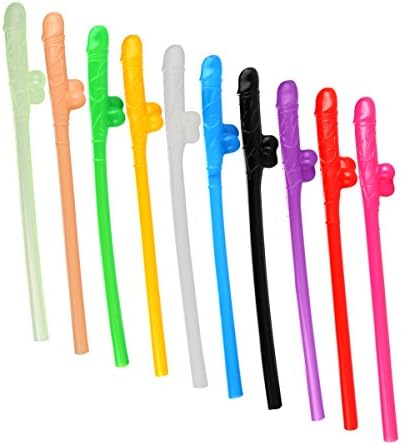 Drinking Straws for Bachelorette Party, 10 Colors, Night Out Bachelor Favor Party Gift Idea