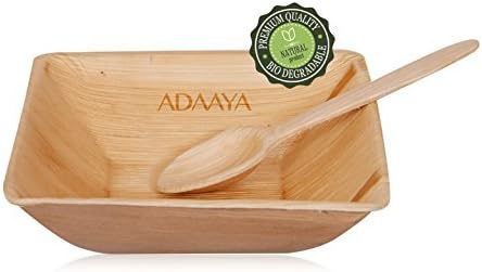 Disposable Bowls - Heavy Duty & Eco Friendly โ Better than Wood & Bamboo- Square Shape Size 5โโ-Made of Palm Leaf