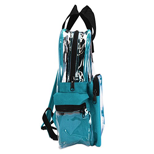 DALIX Clear Backpack Bags Smooth Plastic Transparent See Through in Teal