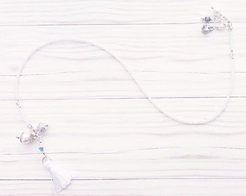 Handmade Beaded Bookmark~Swarovski Crystal~White Tassle