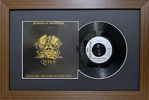 Kwik Picture Framing Ltd Frame for Single 12" Vinyl LP Record with Album Cover (Merged) | Black Mount - Mahogany Frame