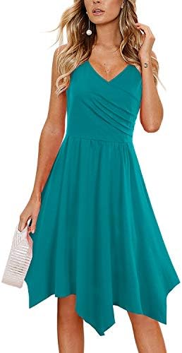 SOLERSUN Women's Deep V Neck Sleeveless Unique Cross Wrap Casual Midi Dress
