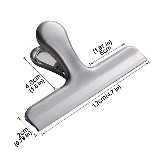 12 Pack Chip Bag Clips-4.7 Inches Wide,Larger and Sturdy Stainless Steel Heavy-Duty Food Bags Clamps.All-Purpose Air Tight Seal Grip Clips for Coffee,Bread,Tea Bags.Office Home Kitchen School Usage. - Thumbnail 4