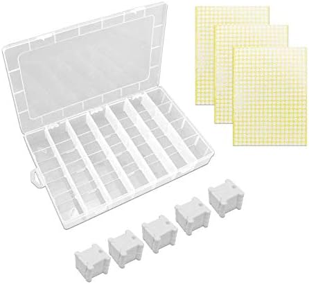 Floss Thread Bobbins 100pcs and Storage Box Set with Dots Blank Stickers for Embroidery Craft DIY Sewing Storage