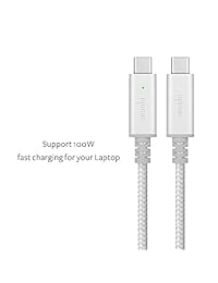 Moshi Integra USB C   Cable de carga con LED inteligente (6.6 ft), color plateado