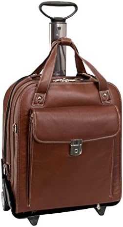 Siamod Pastenello Leather 15.6” Rolling Laptop Bag - Cognac