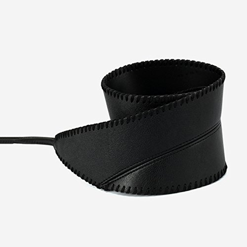 JIANGXIUQIN New Ladies Belt Women's Bowknot Faux Leather Wrap Around Self Tie OBI Cinch Waist Band Boho Belt,Black,One Size Applicable Jeans Pants Dress Skirt - Thumbnail 3